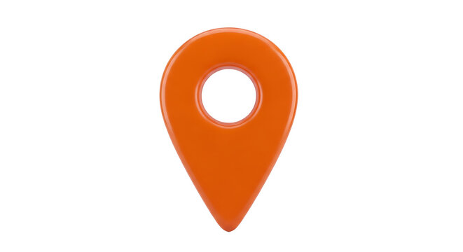 Orange map pin icon with a hole PNG isolated on transparent background. ai generated