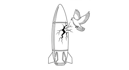 Fototapeta premium Broken Missile Minimal Line Illustration