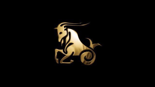 Golden zodiac sign Capricorn, alpha channel, Astrology signs with a transparent background