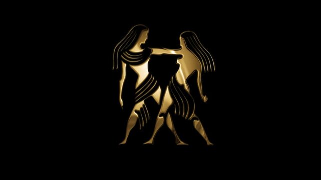 Golden zodiac sign Gemini, alpha channel, Astrology signs with a transparent background