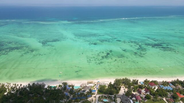 Aerial view of paje beach zanzibar showing the coastline