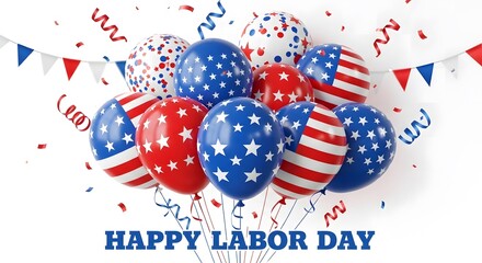 Fototapeta premium Happy labor day celebration with patriotic balloons