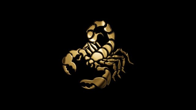Golden zodiac sign Scorpio, alpha channel, Astrology signs with a transparent background