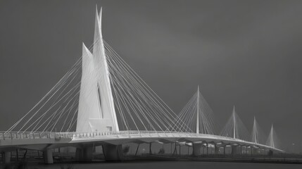 Fototapeta premium Spectacular cable-stayed bridge design showcasing sleek modern architecture and advanced engineering