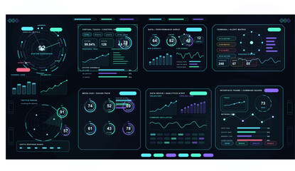 Fototapeta premium A futuristic digital dashboard featuring various data visualization