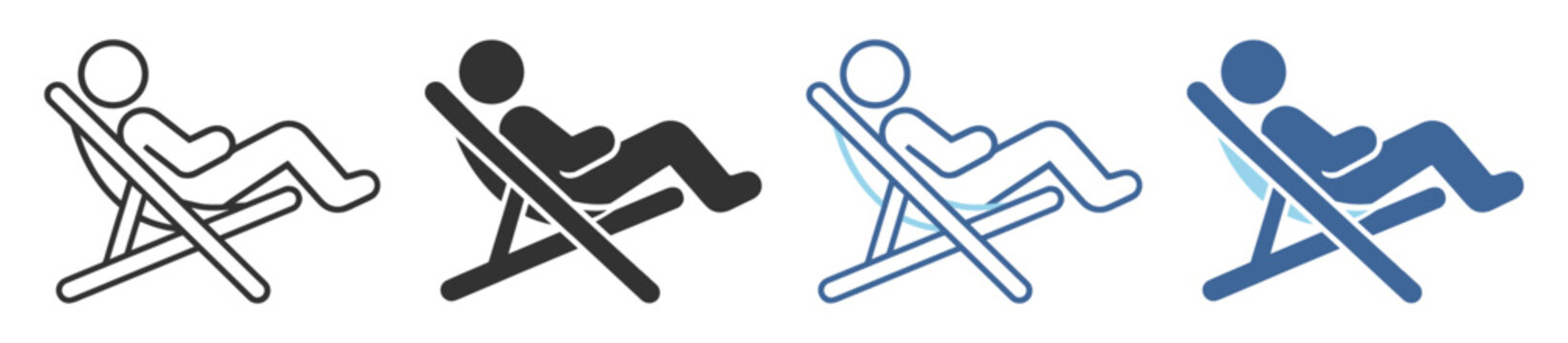 Person lounge chair relax sitting outline icon on transparent background