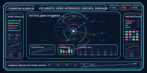 Fototapeta premium This futuristic cyberpunk user interface features a tactical head-up