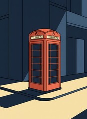 Obraz premium A classic red telephone booth stands alone on a city street