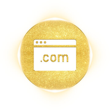 Luxury gold glitter browser icon with dot com for website domain