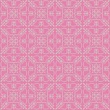 Bright Pink Ornate Square Tile Layout