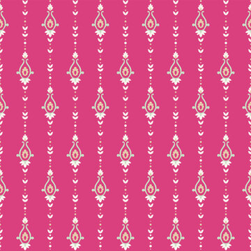 Magenta Delicate Floral Vertical Stripe Motif