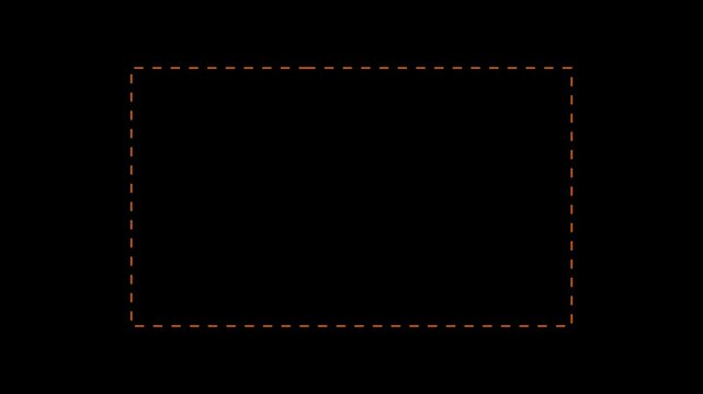Dotted line rectangle frame animation on white background. Animation of a dotted line path from left to right point. border frame dotted line animation isolated on white screen. 4k video...,...