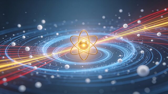 Atomic structure with orbiting particles