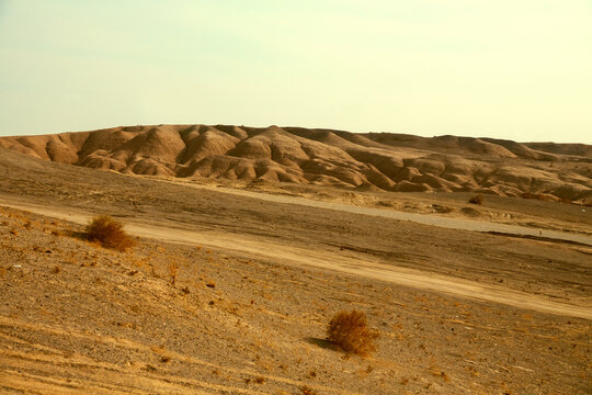 Desert and Bedland, loessland (l??ss), loam soil. Dirt roads in the desert