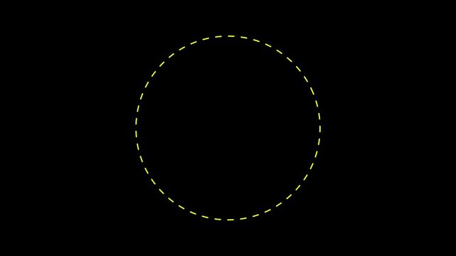 Dotted line circle frame animation on white background. Animation of a dotted line path from left to right point. border frame dotted line animation isolated on white screen. 4k video,,.......,