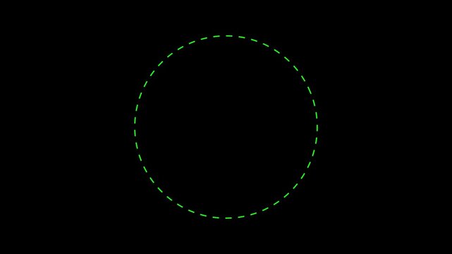 Dotted line circle frame animation on white background. Animation of a dotted line path from left to right point. border frame dotted line animation isolated on white screen. 4k video,,.......,