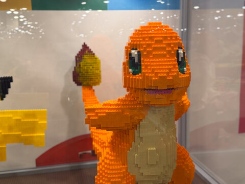 Lego charmander sculpture