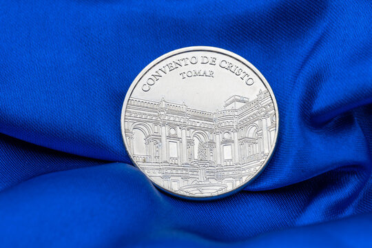 High Class Photo of Portuguese Coin National Token - Deep Blue Background - Fine Art