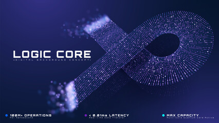 Abstract futuristic technology background showing digital logic core loop. Modern data orbit graphic design with infinite quantum hub transformation. Vector illustration. © witsanu
