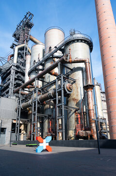 Le Fonds Belval Esch sur Alzette, center of the Luxembourg iron and steel industry, smelting works and blast furnace mixed with modern architecture