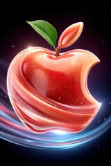 Fototapeta premium Glowing apple formed from stars floats in space with swirling light and vibrant glow
