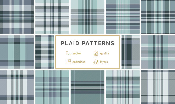 Sophisticated blue and grey plaid tartan pattern with clean diagonal lines. Ideal for textile designs, professional apparel, and classic backgrounds that evoke timeless style and quality.