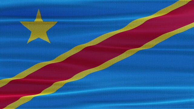 Congo flag waving in the wind with high quality fabric texture