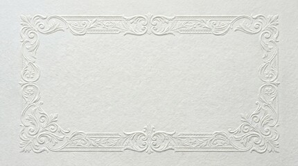 White embossed paper frame with floral ornament for wedding invitation