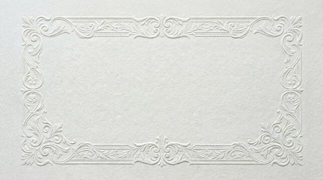 White embossed paper frame with floral ornament for wedding invitation