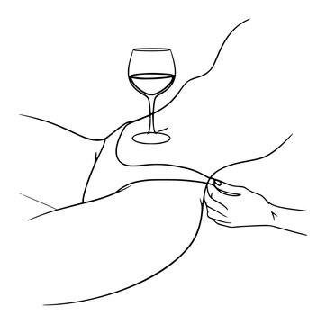 Wine glass and connecting line illustration