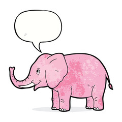 Fototapeta premium A happy pink elephant with a speech bubble, an illustration that captures the essence of whimsical communication