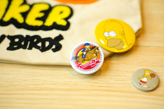 Asia, Shanghai, China - December 19, 2025: Cartoon-patterned brooches