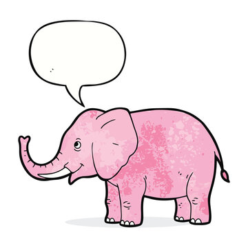 A happy pink elephant with a speech bubble, an illustration that captures the essence of whimsical communication