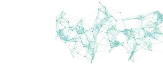 Abstract network with connected dots and lines forming geometric structure isolated on transparent background futuristic technology visualization