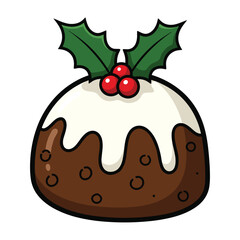 A delicious and festive christmas pudding illustration, perfect for holiday season designs and greetings © Fahad