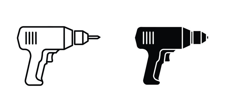 Contrast between a white and black power drill icon design.