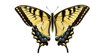 Fototapeta premium Eastern Tiger Swallowtail Butterfly (Papilio glaucus) Isolated on White Background