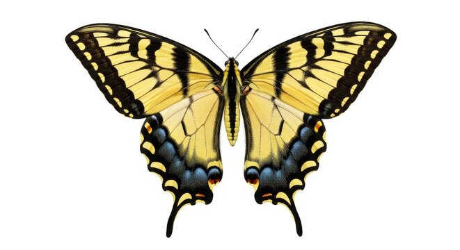 Eastern Tiger Swallowtail Butterfly (Papilio glaucus) Isolated on White Background