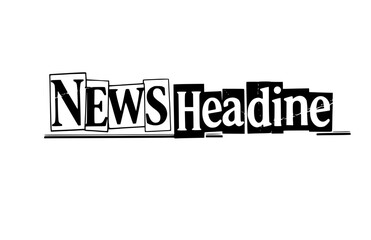 Fototapeta premium Distorted Zine Style News Headline Silhouette, DIY Media Aesthetic Vector Sticker, Alternative Journalism and Punk Culture Icon