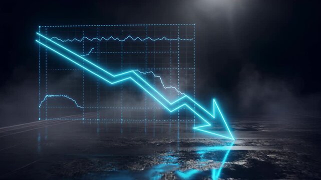 Neon graph showing stock market decline.