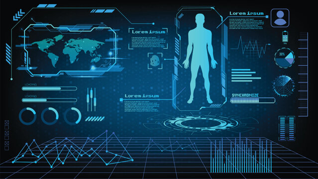 abstract technology ui futuristic concept hud interface hologram elements of digital data chart,human body digital health care.
