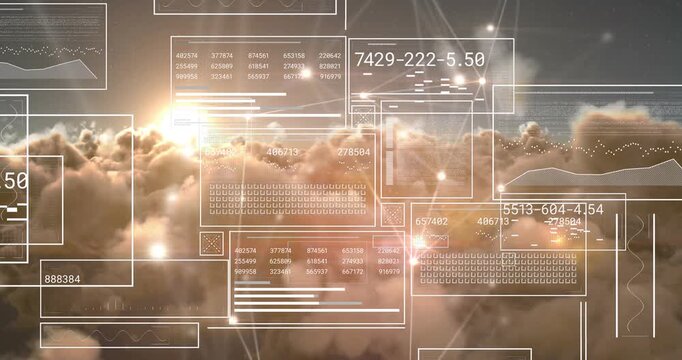 Animation of digital data processing and networks over clouds