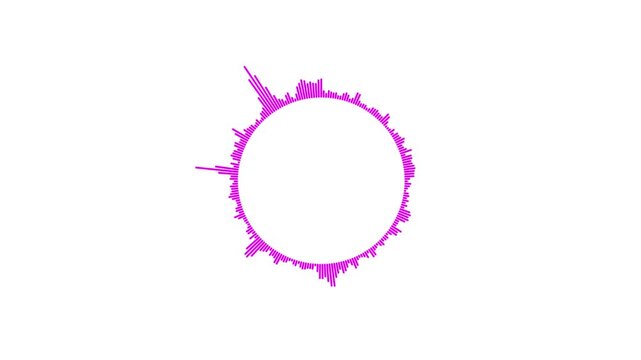 Circular audio waveform animation with reactive sound wave ring and pulsing music spectrum for digital visualization and audio analysis display 4k animation video