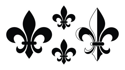 Black fleur de lis designs arranged on a white background showcasing a heraldic symbol © Payara