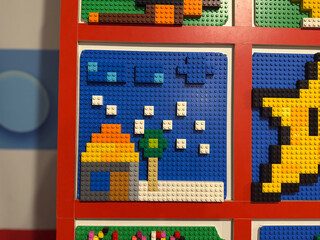 Obraz premium Lego house and palm tree mosaic