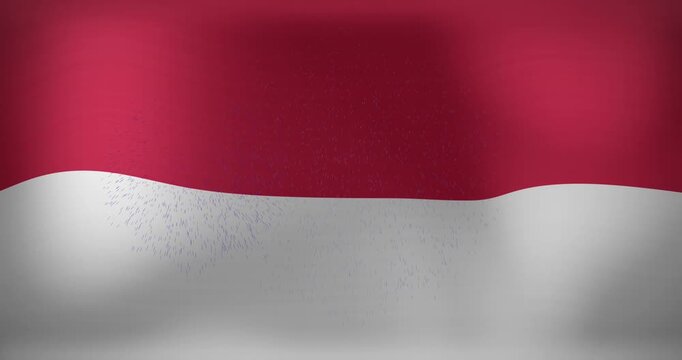 Animation of waving flag of indonesia, copy space
