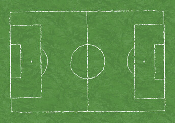 Scheme of the soccer field. Green sports field with white markings. Soccer border on football field. © sanchesnet1