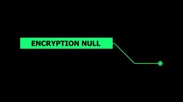Animation of HUD elements with text Encryption Null. Animate a white callous for text. HUD elements on black background. Futuristic callout titles. Virtual sci fi textbox for HUD.