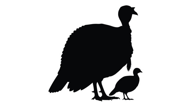 A black silhouette depicts a mature turkey and a smaller turkey poult