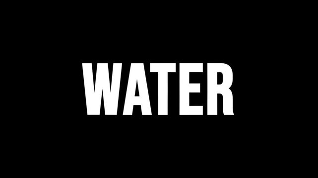Stylized &ldquo;WATER&rdquo; text animation with liquid distortion and abstract deformation isolated on a black background
